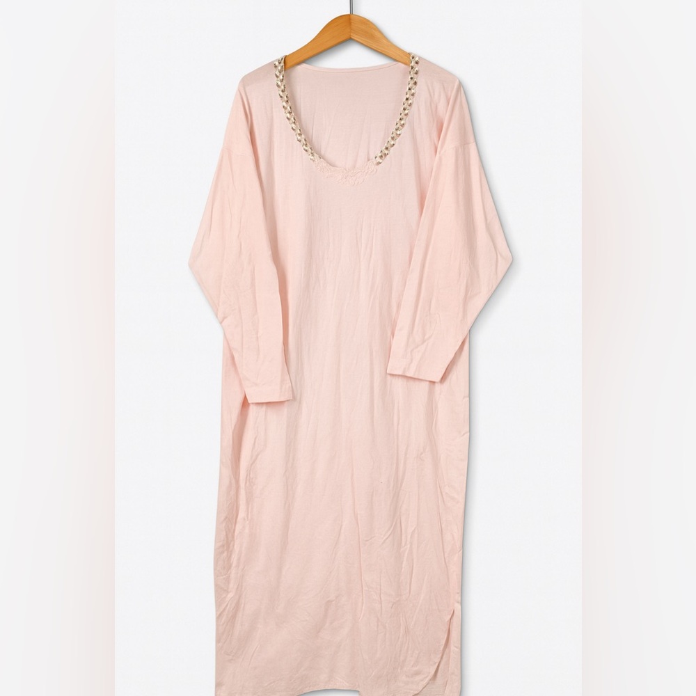 Vintage Victoria secret gold label pink floral trim granny nightgown sz M / L